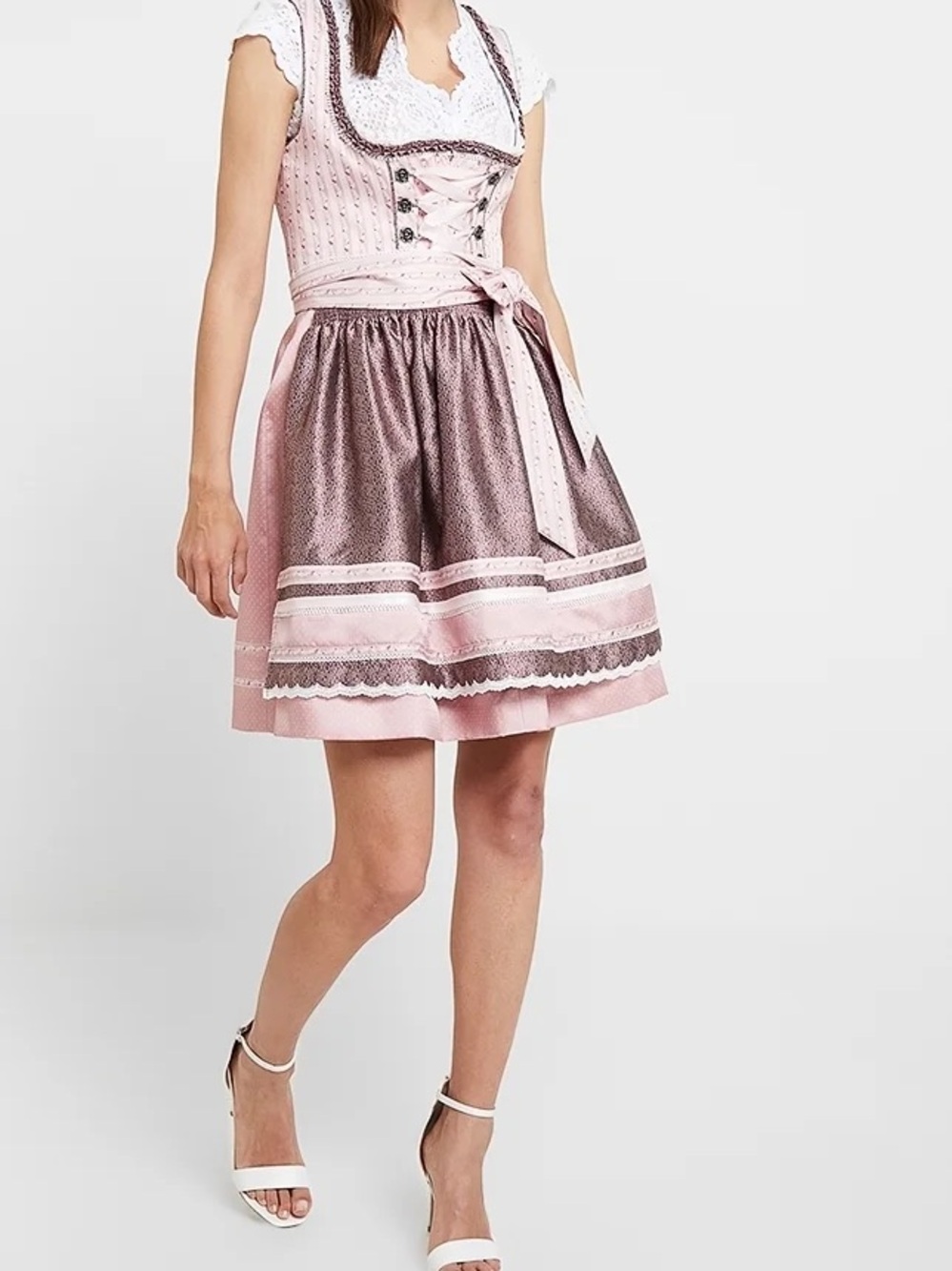 Oktoberfest Krueger Mini Dirndl 2pcs. 50cm "Leandra" Pink 38-6(m)